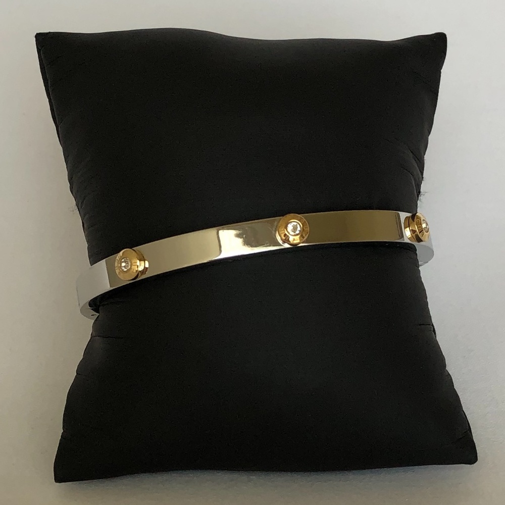 Henri Bendel Rivet Silver Crystal Bangle Bracelet